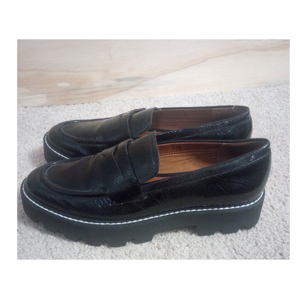 Women's Franco Sarto Black Chunky Loafers‎ Y2K Goth 7.5